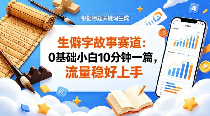 公众号流量主——生僻字故事赛道，流量稳，好上手，0基础小白也能10分钟一篇-百盟网
