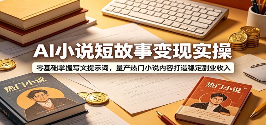 AI小说短故事变现实操：零基础掌握写文提示词，量产热门小说内容打造稳定副业收入-百盟网
