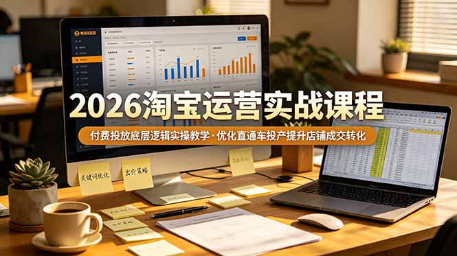 2026 淘宝运营实战课程，付费投放底层逻辑实操教学，优化直通车投产提升店铺成交转化-百盟网