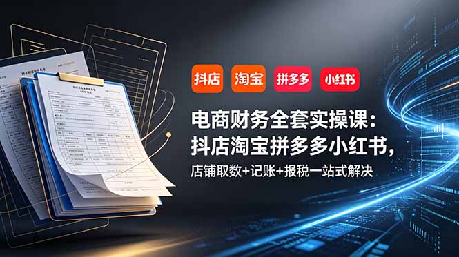 电商财务全套实操课：抖店淘宝拼多多小红书，店铺取数+记账+报税一站式解决-百盟网