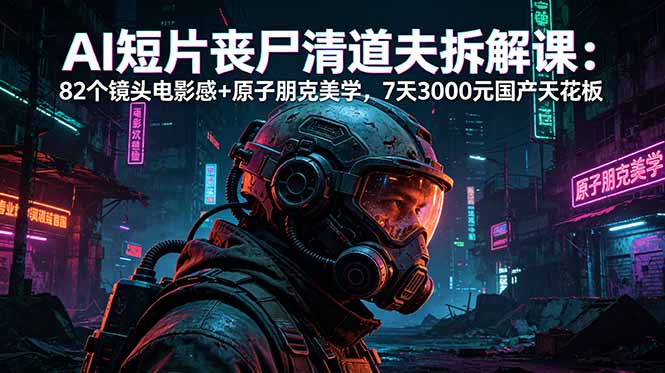 AI短片《丧尸清道夫》拆解课：82个镜头电影感+原子朋克美学，7天3000元国产天花板-百盟网
