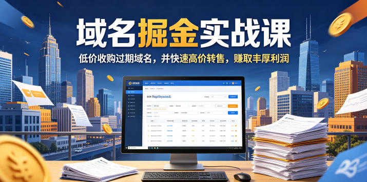域名交易掘金实战课，低价收购过期域名，并快速高价转售，賺取丰厚利润【原创双语字幕】-百盟网