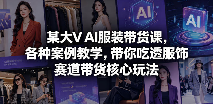 某大V AI服装带货课，各种案例教学，带你吃透服饰赛道带货核心玩法-百盟网