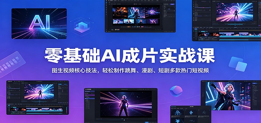 零基础AI成片实战课：图生视频核心技法，轻松制作跳舞、漫剧、短剧多款热门短视频-百盟网