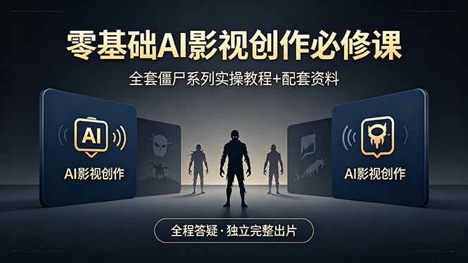 零基础AI影视创作必修课，全套僵尸系列实操教程加配套资料，全程答疑带你独立完整出片-百盟网