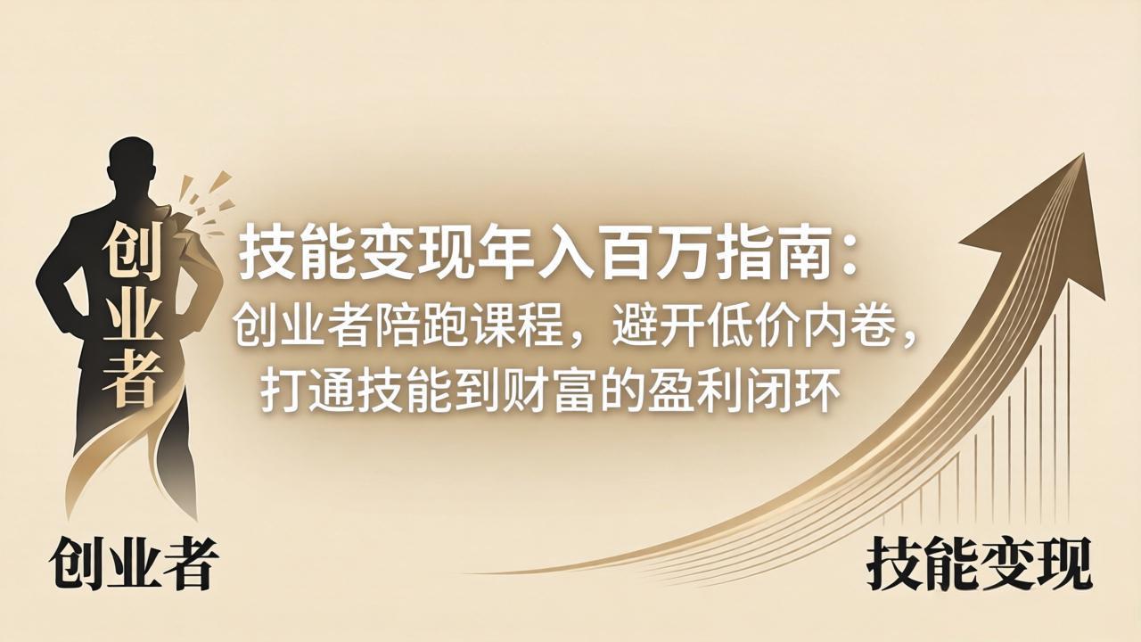 技能变现年入百万指南：创业者陪跑课程，避开低价内卷，打通技能到财富的盈利闭环-百盟网