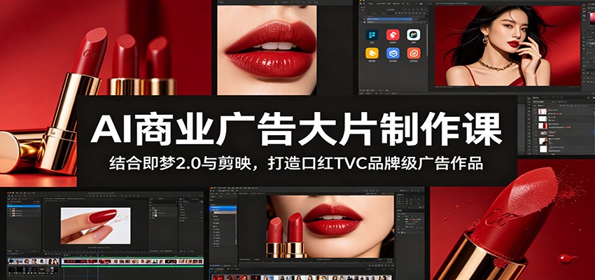 AI商业广告大片制作课：结合即梦2.0与剪映，打造口红TVC品牌级广告作品-百盟网