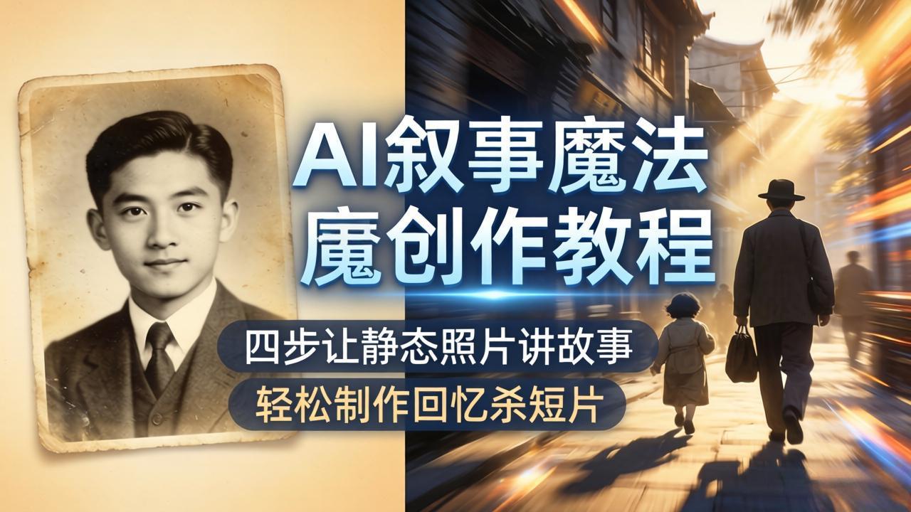 AI叙事魔法创作教程，四步让静态照片讲故事，老照片修复加动态特效，轻松制作回忆杀短片-百盟网