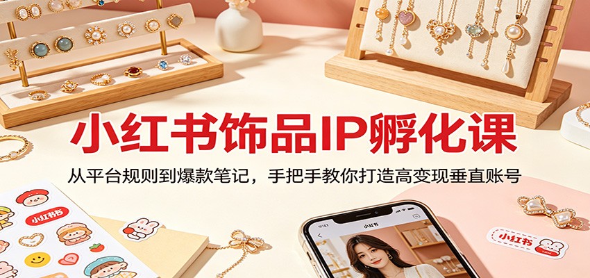 小红书饰品IP孵化课：从平台规则到爆款笔记，手把手教你打造高变现垂直账号-百盟网