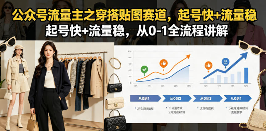 公众号流量主之穿搭贴图赛道，起号快+流量稳，从0-1全流程讲解-百盟网