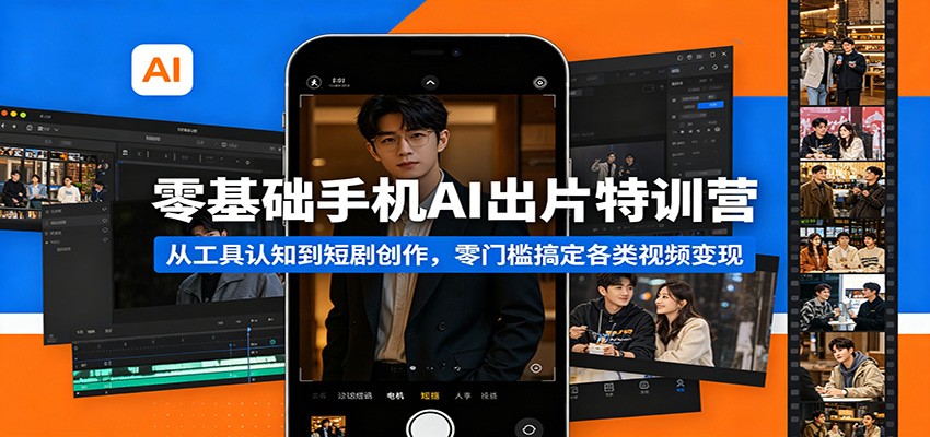 零基础手机AI出片特训营：从工具认知到短剧创作，零门槛搞定各类视频变现-百盟网