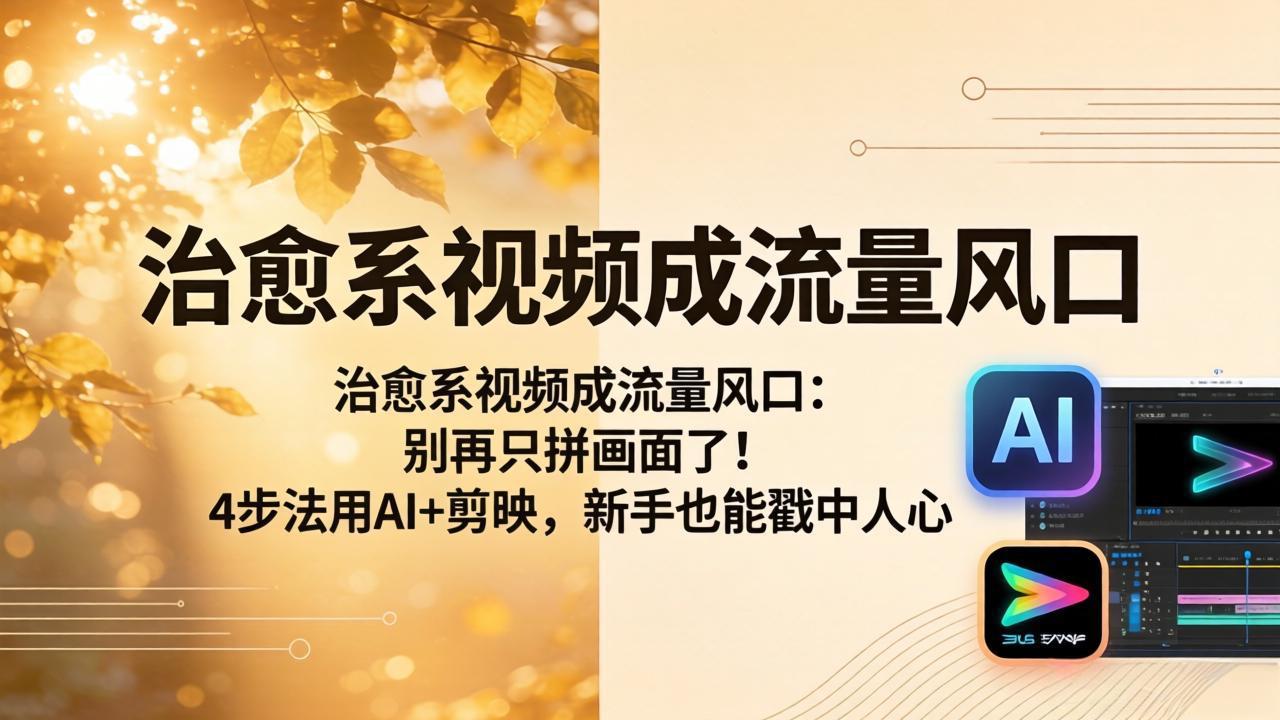 治愈系视频成流量风口：别再只拼画面了！4步法用AI+剪映，新手也能戳中人心-百盟网