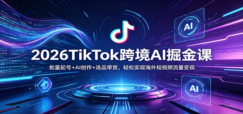 2026TikTok跨境AI掘金课：批量起号+AI创作+选品带货，轻松实现海外短视频流量变现-百盟网