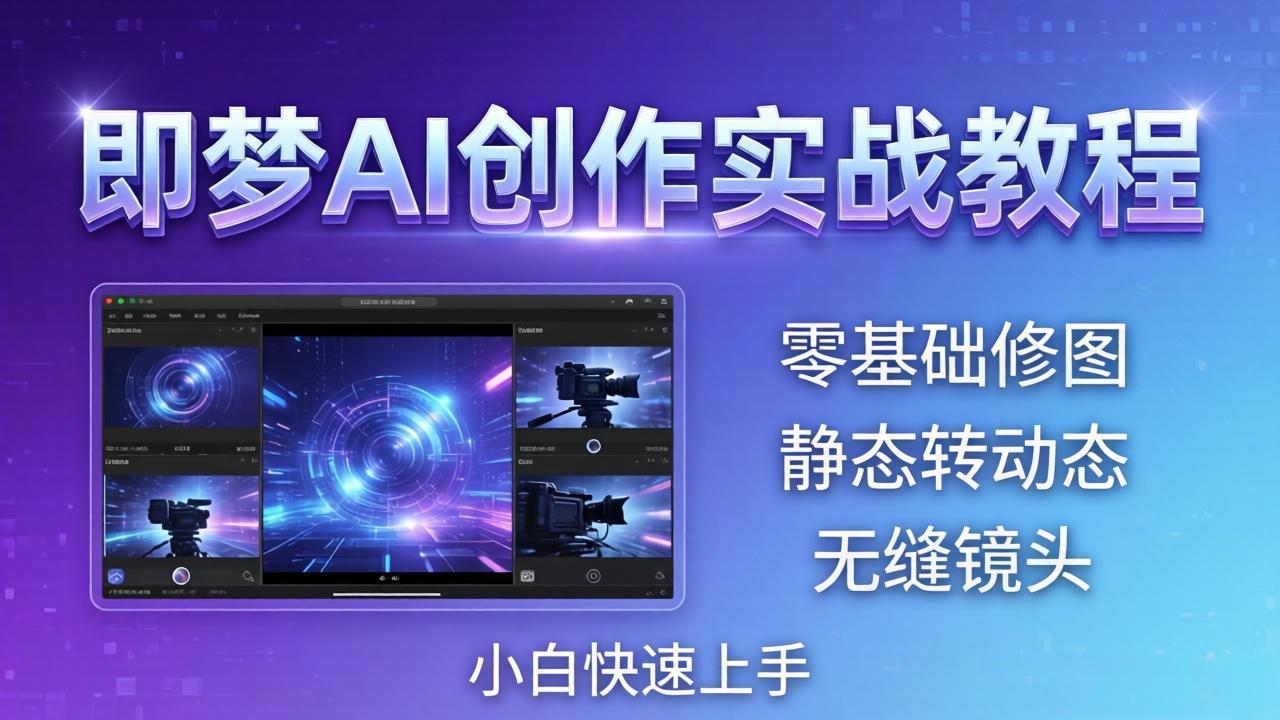 即梦AI创作实战教程，从零基础修图到AI导演，实战教学静态转动态+无缝镜头，小白快速上手-百盟网