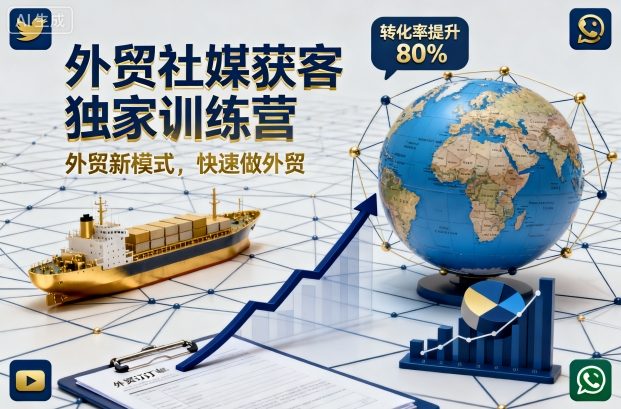 外贸社媒获客独家训练营,外贸新模式,快速做外贸(更新26年3月)-百盟网