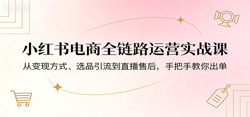小红书电商全链路运营实战课：从变现方式、选品引流到直播售后，手把手教你出单-百盟网