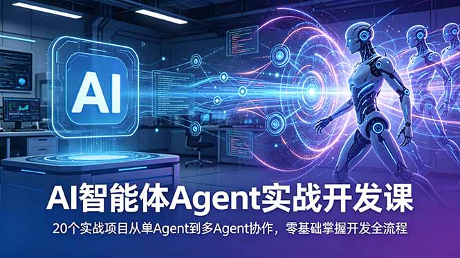 AI智能体Agent实战开发课：20个实战项目从单Agent到多Agent协作，零基础掌握开发全流程-百盟网