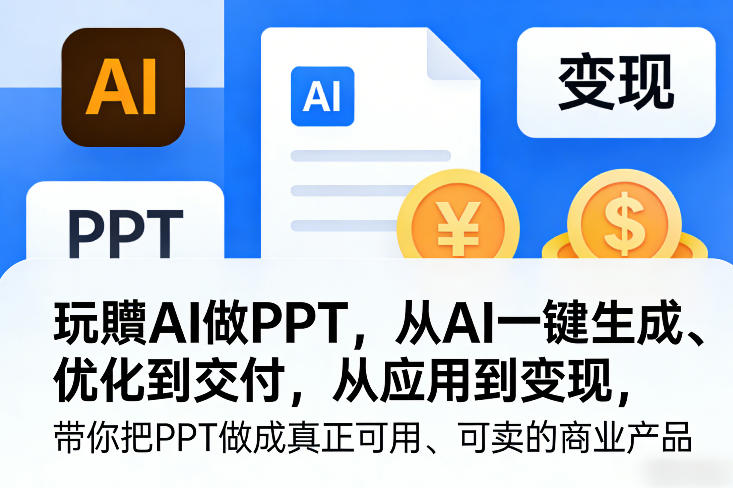 玩賺AI做PPT，从AI一键生成、优化到交付，从应用到变现，带你把PPT做成真正可用、可卖的商业产品(更新0513)-百盟网