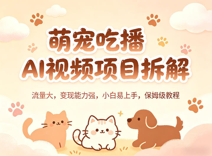 萌宠吃播AI视频项目拆解，流量大，变现能力强，小白易上手，保姆级教程-百盟网