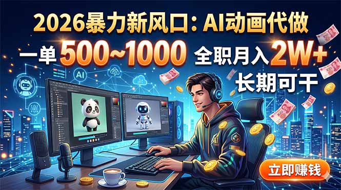 2026暴力新风口：AI动画代做，一单500~1000，全职月入2W+，长期可干-百盟网