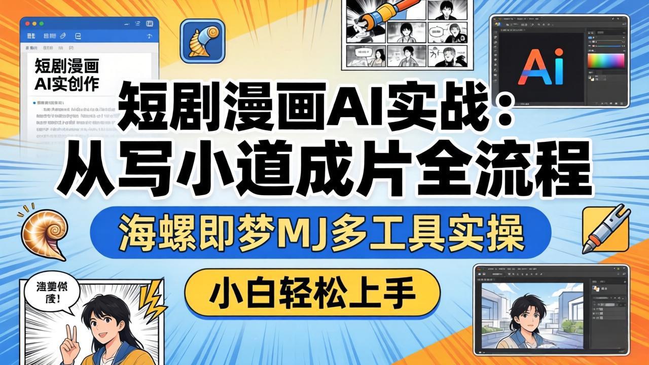 短剧漫画AI实战：从写小说到成片全流程，海螺即梦MJ多工具实操，小白轻松上手-百盟网