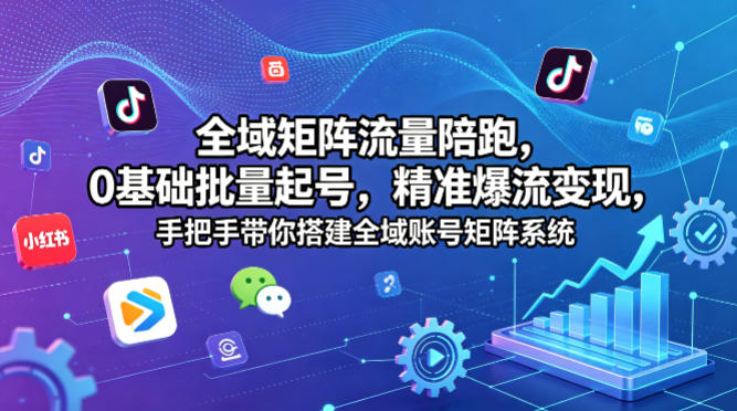 全域矩阵流量陪跑，0基础批量起号，精准爆流变现，手把手带你搭建全域账号矩阵系统-百盟网