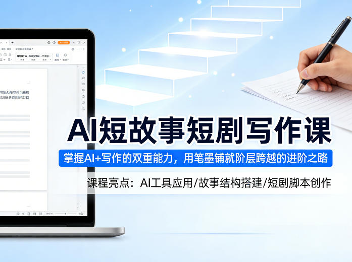 AI短故事短剧写作课,掌握AI+写作的双重能力,用笔墨铺就阶层跨越的进阶之路-百盟网
