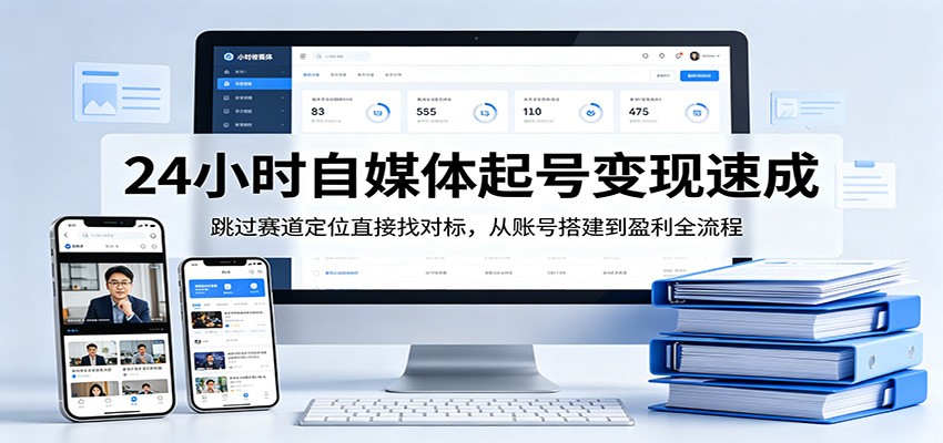 24小时自媒体起号变现速成，跳过赛道定位直接找对标，从账号搭建到盈利全流程-百盟网