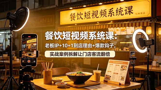 餐饮短视频系统课：老板IP+10+1到店理由+爆款钩子，实战案例拆解让门店客流翻倍-百盟网
