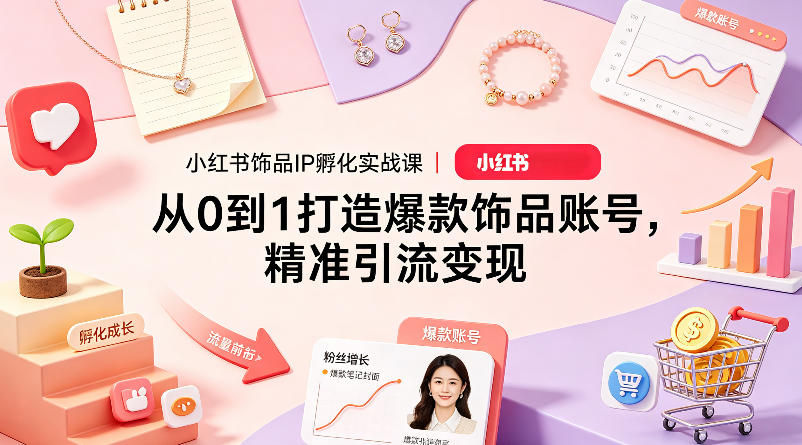 小红书饰品IP孵化实战课｜从0到1打造爆款饰品账号，精准引流变现-百盟网