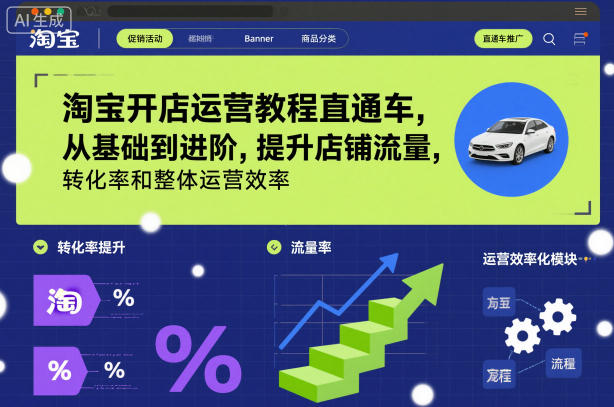淘宝开店运营教程直通车，从基础到进阶，提升店铺流量，转化率和整体运营效率(更新26年4月20日)-百盟网
