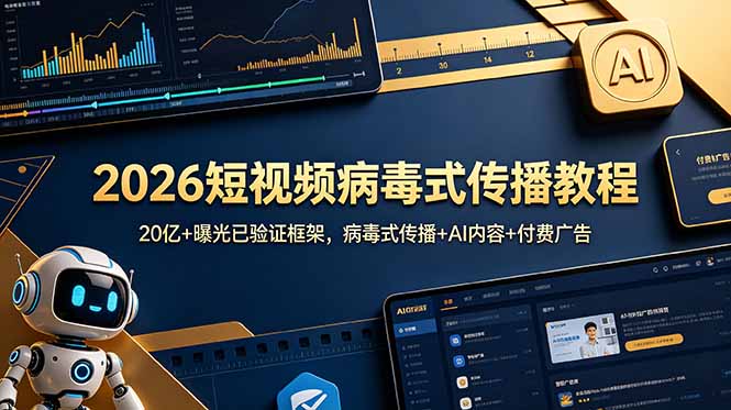 2026短视频病毒式传播教程：20亿+曝光已验证框架，病毒式传播+AI内容+付费广告-百盟网