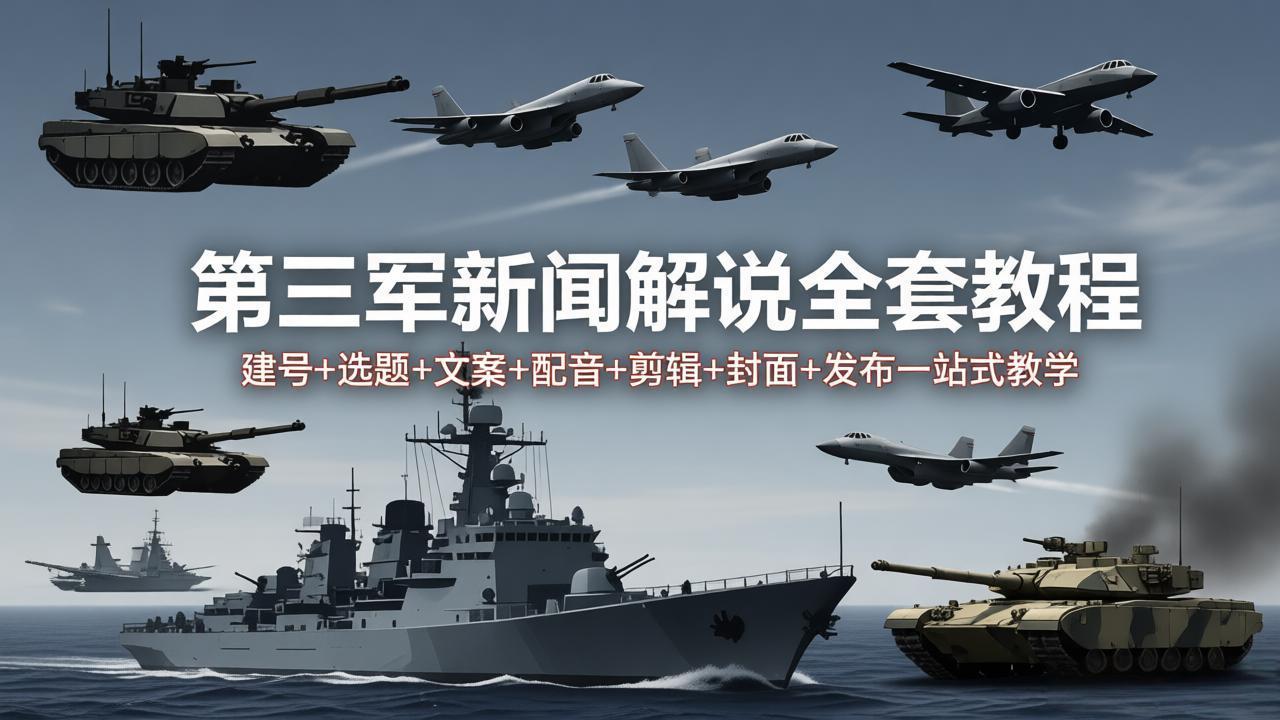 第三军迷新闻解说全套教程：建号+选题+文案+配音+剪辑+封面+发布一站式教学-百盟网