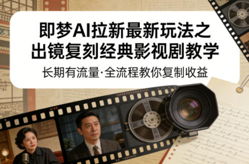 即梦AI拉新最新玩法之出镜复刻经典影视剧教学，长期有流量，全流程教你复制收益-百盟网