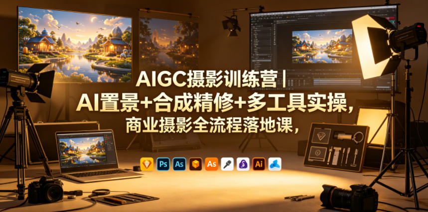 AIGC摄影训练营｜AI置景+合成精修+多工具实操，商业摄影全流程落地课-百盟网