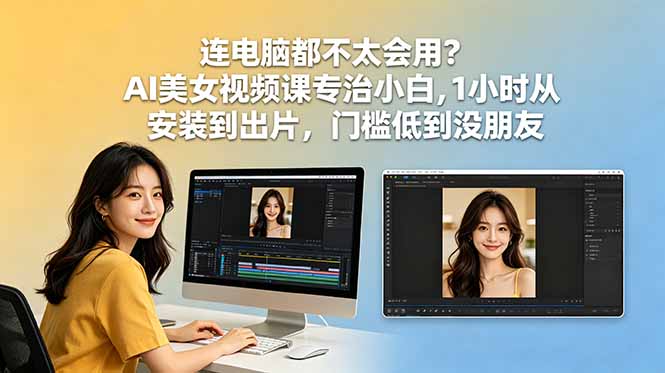 连电脑都不太会用？AI美女视频课专治小白，1小时从安装到出片，门槛低到没朋友-百盟网