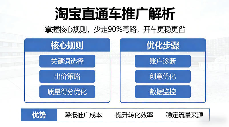 淘宝直通车推广解析，掌握核心规则，少走90%弯路，开车更稳更省-百盟网