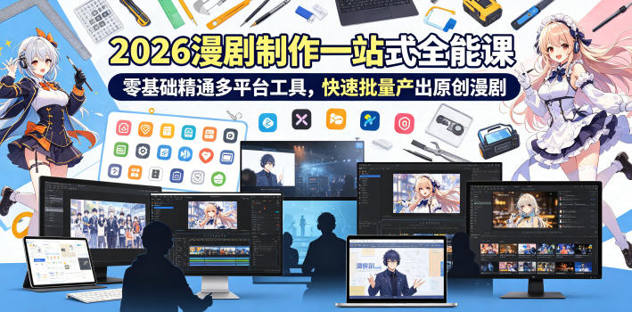 2026 AI漫剧制作一站式全能课，零基础精通多平台工具，快速批量产出原创漫剧-百盟网