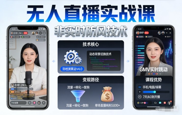 宝子哥无人直播实战课，非实时防风技术，聚焦抖音快手等平台直播带货，轻松开启直播变现之路(更新2026年5月10日)-百盟网