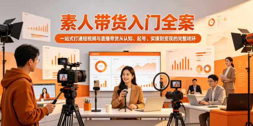 素人带货入门全案，一站式打通短视频与直播带货从认知、起号、实操到变现的完整闭环-百盟网