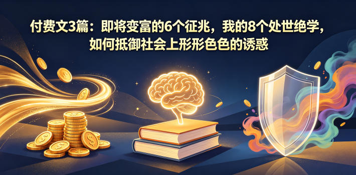 付费文3篇：即将变富的6个征兆，我的8个处世绝学，如何抵御社会上形形色色的诱惑-百盟网